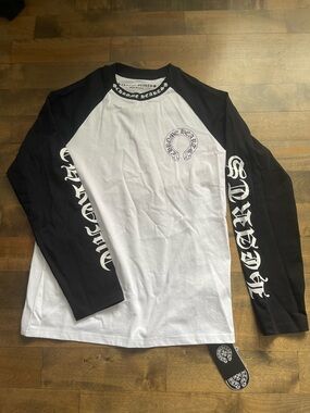Chrome Hearts Black and White Raglan Long-Sleeve Tee